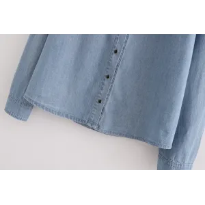 Ruffled denim shirt