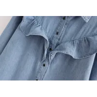 Ruffled denim shirt