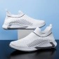 Fashion Mesh Sock Shoes With Striped Design Men Outdoor Breathable Slip-on Sneakers Csual Lightweight Running Sports Shoes