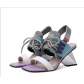 Women Shoes Special-shaped Heel High-heeled Leather Color Matching Strap Summer New Foreign Trade Sandals